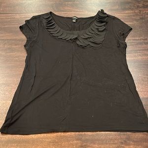 NWOT Ann Taylor Black Blouse with Frills